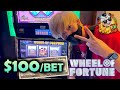 My BIGGEST MASSIVE Jackpot on $100 Bet Wheel of Fortune Slot Machine at Las Vegas