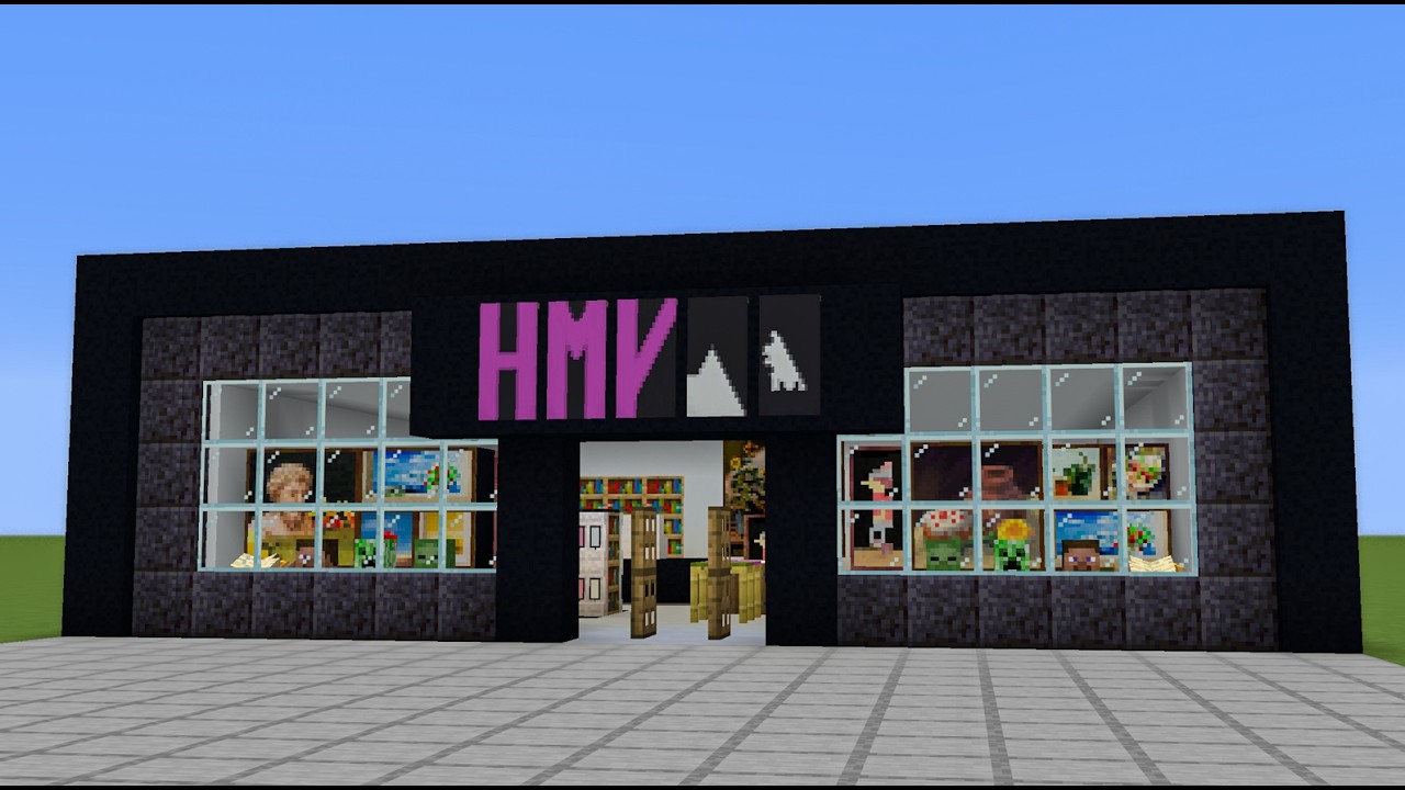 How to Build a HMV Music Store in Minecraft | Step By Step Including ...
