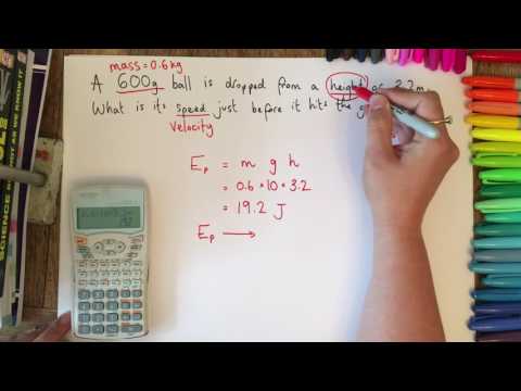 Part of a video titled GCSE Physics exam calculations: using mass and height to find final ...