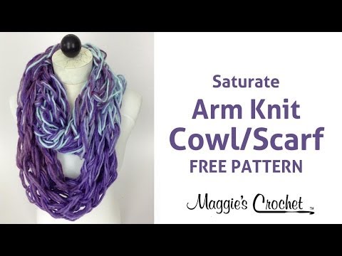 Arm Knit Cowl Infinity Scarf with Deborah Norville Saturate Yarn - Right Handed