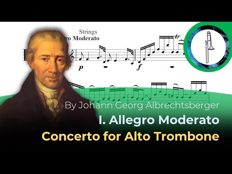 Free Play Along for Trombone: Concerto for alto trombone by G. A. Albrechtsberger | Allegro Moderato