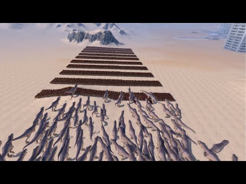 300 T-REXES VS 10 LINES OF SPARTANS - UEBS - Ultimate Epic Battle Simulator