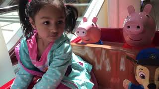 Diane and Paw Patrol Chase went to visit and ride with Peppa pig George Lightning McQueen