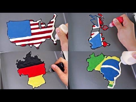 National Flag Map Pancake art - USA, United Kingdom, Germany, Brazil