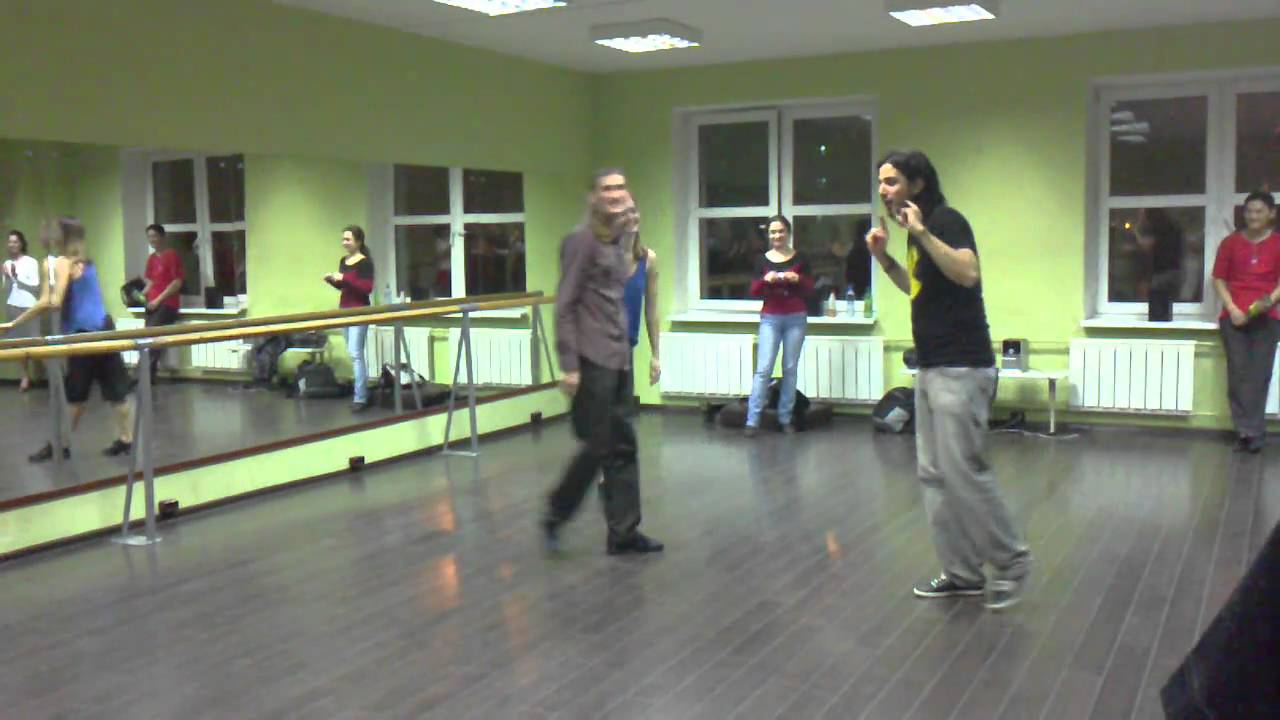 Pedro Farias y Julieta Falivene. Lesson with student. White tango Festival in Moscow 2010