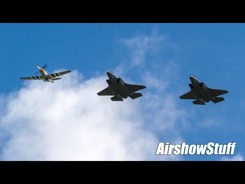 Heritage Flight F-35 / A-10 / P-51 Formation Arrival and Flybys - EAA AirVenture Oshkosh 2017