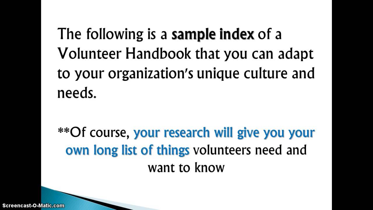 Creating a Volunteer Handbook
