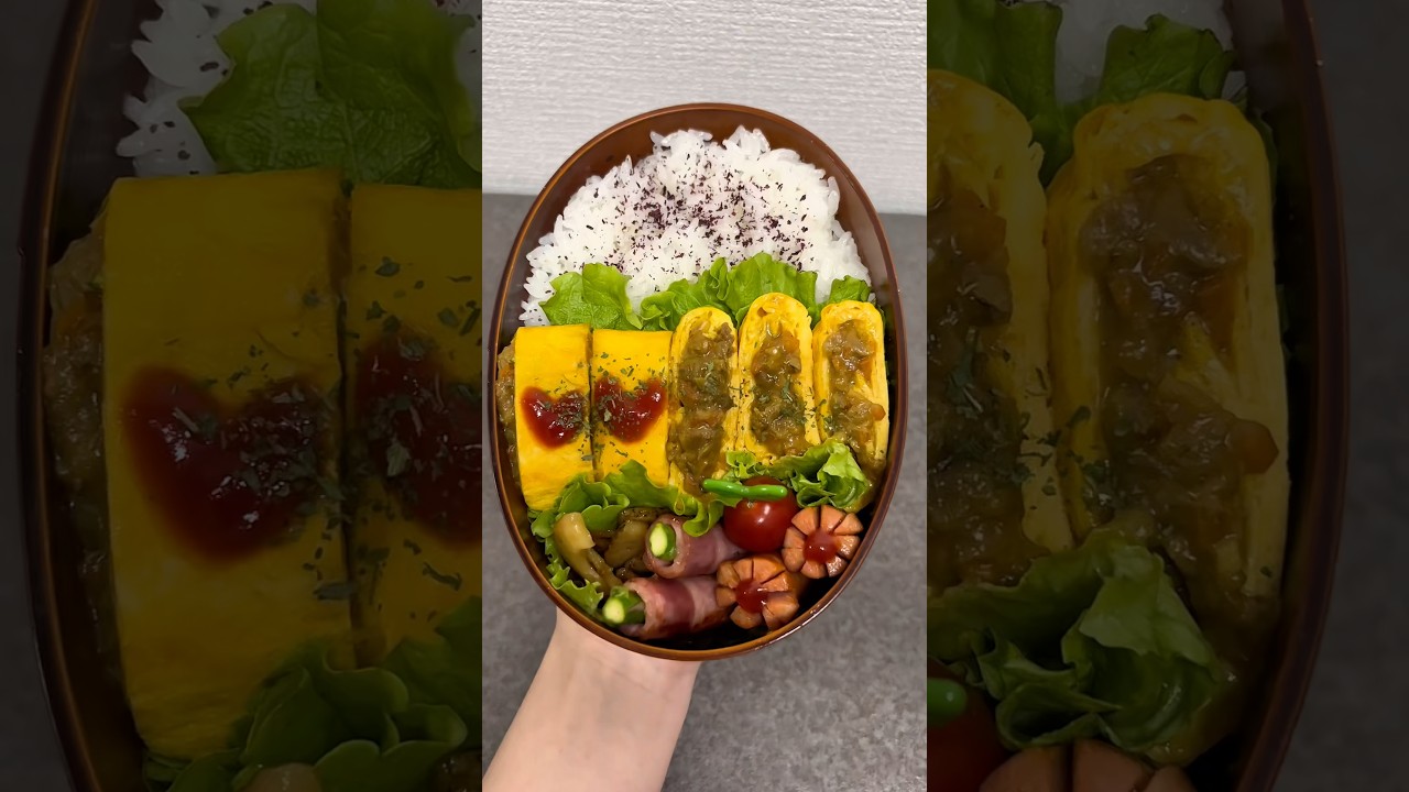 キーマカレー入卵焼き弁当🍛🥚なんでも卵で巻けば間違いなくない⁉️#shorts #fyp #ご飯記録 #弁当記録 #旦那弁当