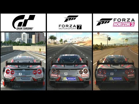 GT SPORT vs FORZA 7 vs HORIZON 3 - Nissan Autech Motul GT-R Comparison (Chase + Cockpit Cam)