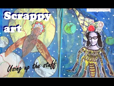 Junk Journaling - using up the scraps making a human/bird hybrid with flapping wings 43/52