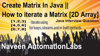 Create Matrix In Java || How to iterate a Matrix [2D Array]
