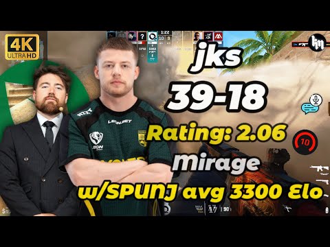 jks (39-18) w/SPUNJ (Mirage) | avg 3300 Elo | Feb 10, 2026 #cs2 #flyquest #jks