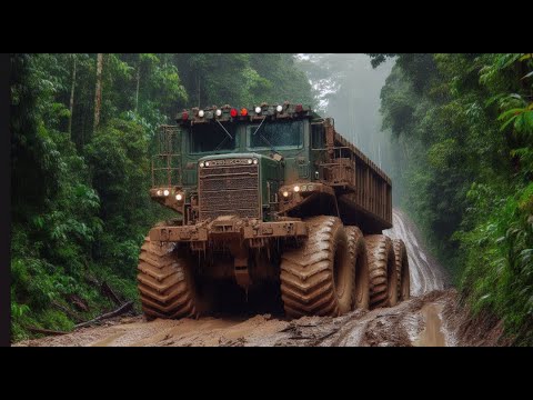 A Challenging and Dangerous day in the life of M1070 OSHKOSH carrying logs in the Congo Rainforest.