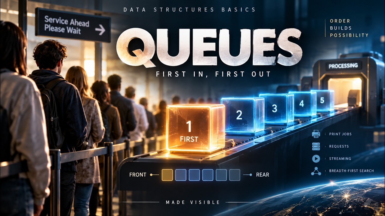 04. Queues Explained Visually | FIFO, ENQUEUE & DEQUEUE | Data Structures Basics