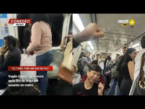 Vídeo: Vagão inteiro comemora após fim de briga por assento no metrô.