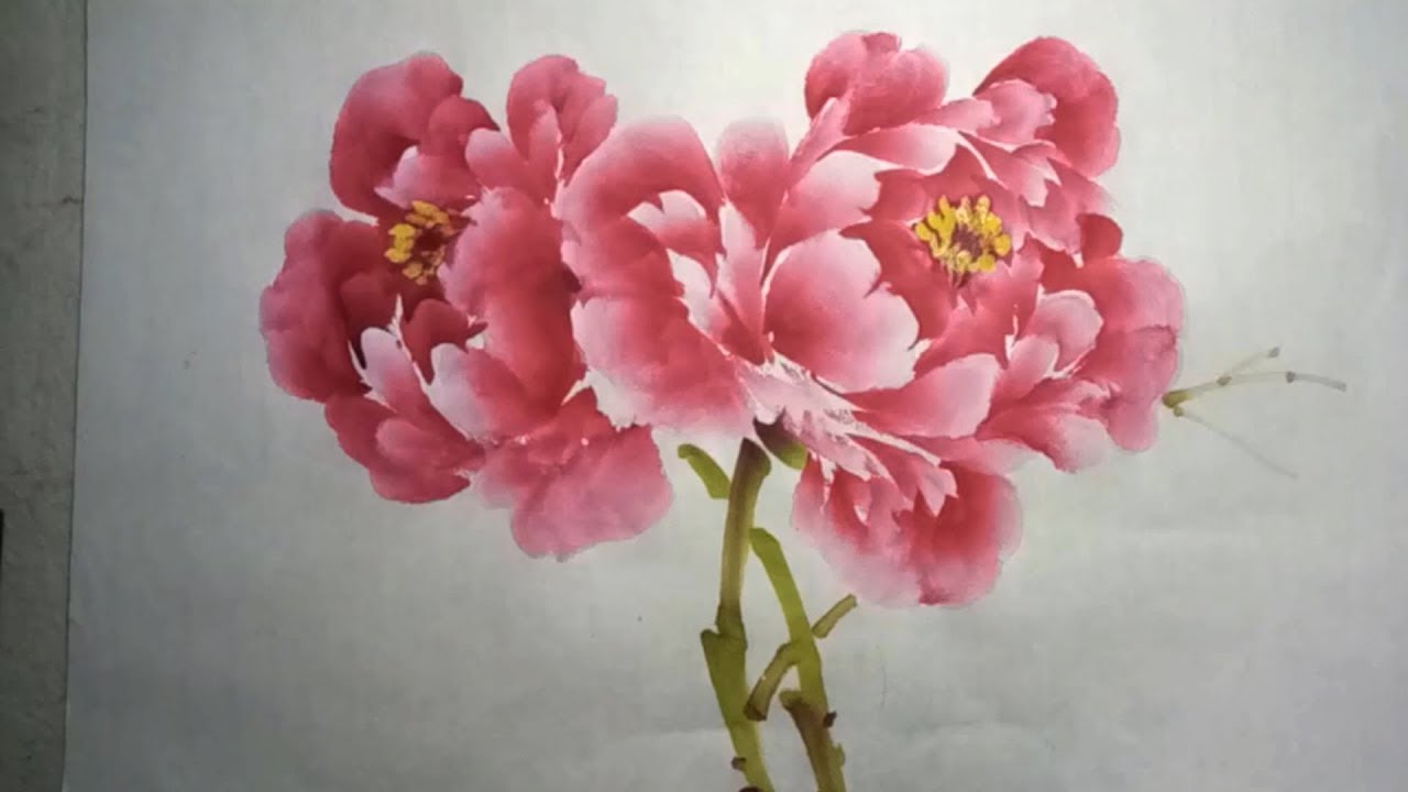 Chinese brush painting of Peony