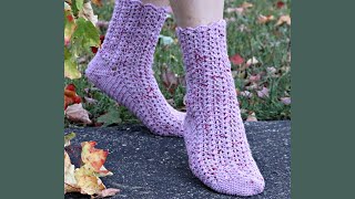 💜How to Crochet Easy Socks | Intermediate Crochet #crochetsocks Crochet sock pattern