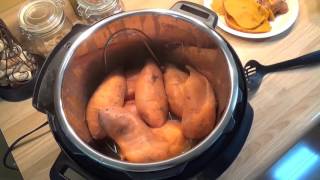 Sweet potatoes cooked in a pressure cooker