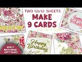 9 Beautiful quick Birthday cards using 2 papers | DIY Birthday card ideas | card making tutorial