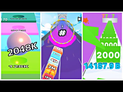 Epic 2048 Merge Race | 256B 🆚 2048K 🆚 15000B | Ball Run Infinity vs Jelly Tube Run vs Number Run