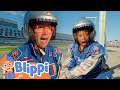 Blippi VS Meekah NASCAR Competition Blippi And Meekahs Need For Speed Blippi Educational Videos