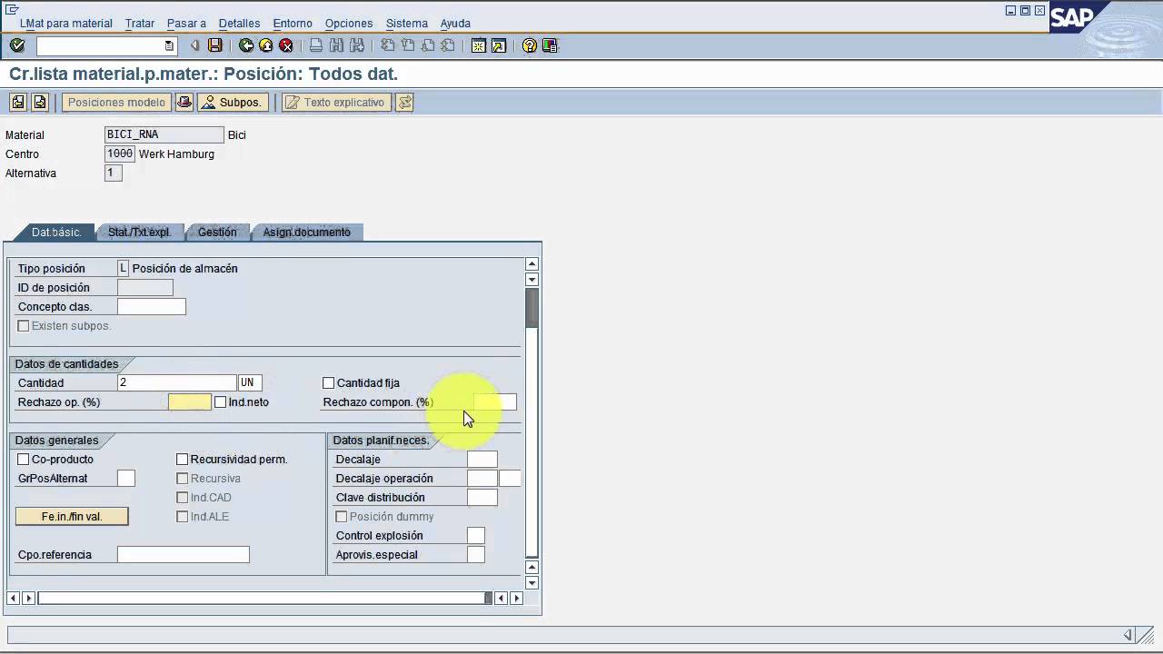 Curso SAP PP - Lista de Materiales - Caso Práctico