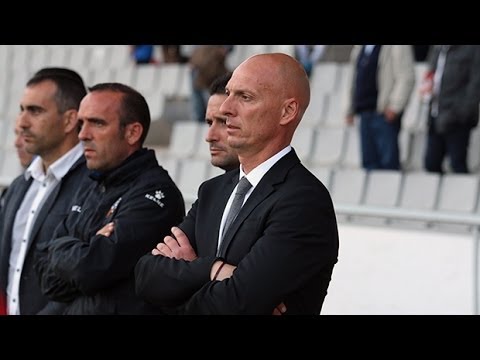 Roda de premsa de Miquel Olmo posterior al partit CE Sabadell 2 Sporting de Gijón 0