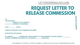 Request Letter to Release Commission - Commission Release Letter | Letters in English