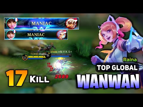 2X MANIAC! Wanwan Goldlane Monster [ Wanwan Best Build Top Global ] By Raina - Mobile Legends