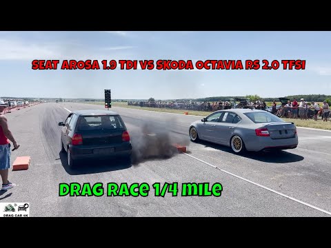 SEAT AROSA 1.9 TDI vs SKODA OCTAVIA RS 2.0 TFSI drag race 1/4 mile 🚦🚗 - 4K UHD