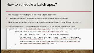 Salesforce developer interview questions part 31 How to invoke,schedule,monitor Batch Apex?