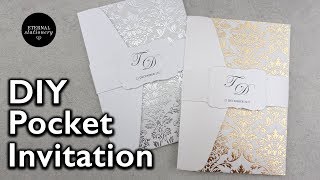 Easy gold foil pocket invitation with pre foiled paper | DIY wedding invitations