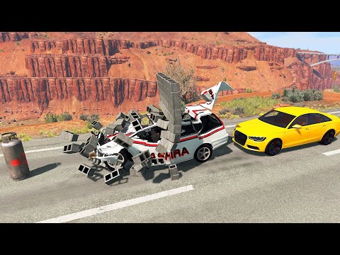 High Speed Driving Through Brick Wall & Propane Tank - BeamNG.drive Insane Crashes (Crash Test)