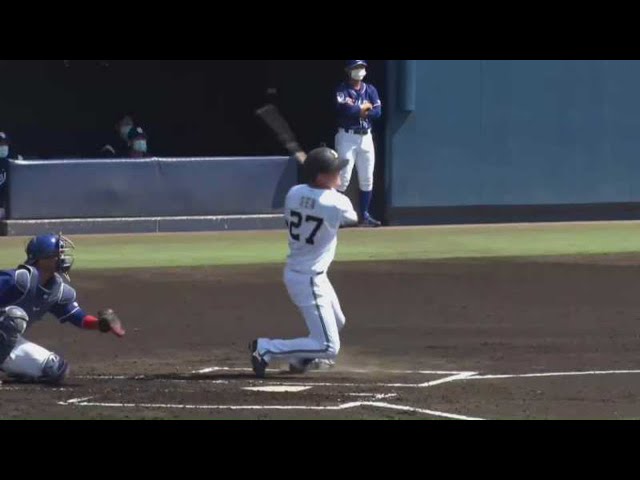 【ファーム】バファローズのルーキー・元 フェンス直撃のファーム公式戦初タイムリー!! 2021/3/19 B-D(ファーム)