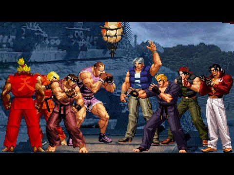 [KOF Mugen HD] | Ken, Balrog, Ryu, Gouki vs Ralf, Trevor, Mr-Karate 2nd, Ex-Robert [ 4vs4 ]