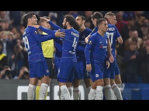 Chelsea 1 0 Vidi Alvaro Morata finally breaks the d eadlock as Maurizio Sarri's side Group L lead