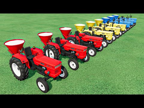 TRANSPORTING Mini Fiat TRACTORS to LIME Jobs ! MULTIPLE Work with Colors ! Tranport Trucks ! FS22