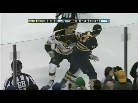 Milan Lucic fights Paul Gaustad w/SlowMo 11/23/11