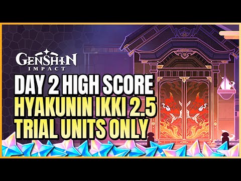 Day 2 Hyakunin Ikki Version 2.5 High Score Using Trial Characters Only | Genshin Impact