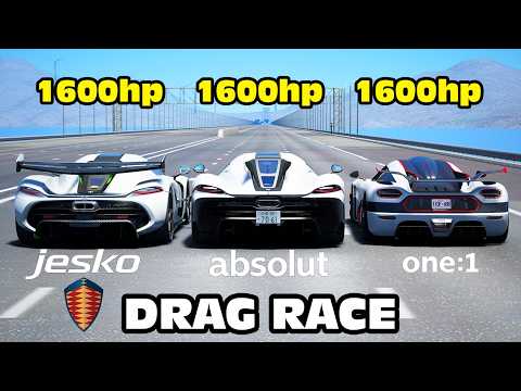 Koenigsegg Absolut vs Koenigsegg Jesko vs Koenigsegg One:1 DRAG & TRACK RACE