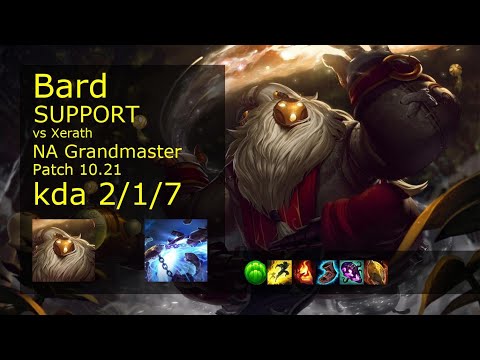 Bard Support & Miss Fortune vs Xerath & Jhin - NA Grandmaster 2/1/7 Patch 10.21 Gameplay