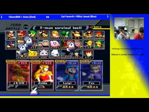 ZSZ - OkamiBW (P2) + Anto (P1) vs Captain Faceroll (P3) + Filthy Casual (P4) - Super Smash Bros. Mel