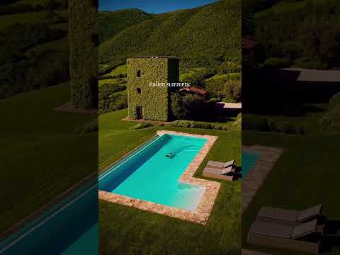 goes for a morning swim at Tenuta di Murlo in Umbria, Italy 🍃  🇮🇹
