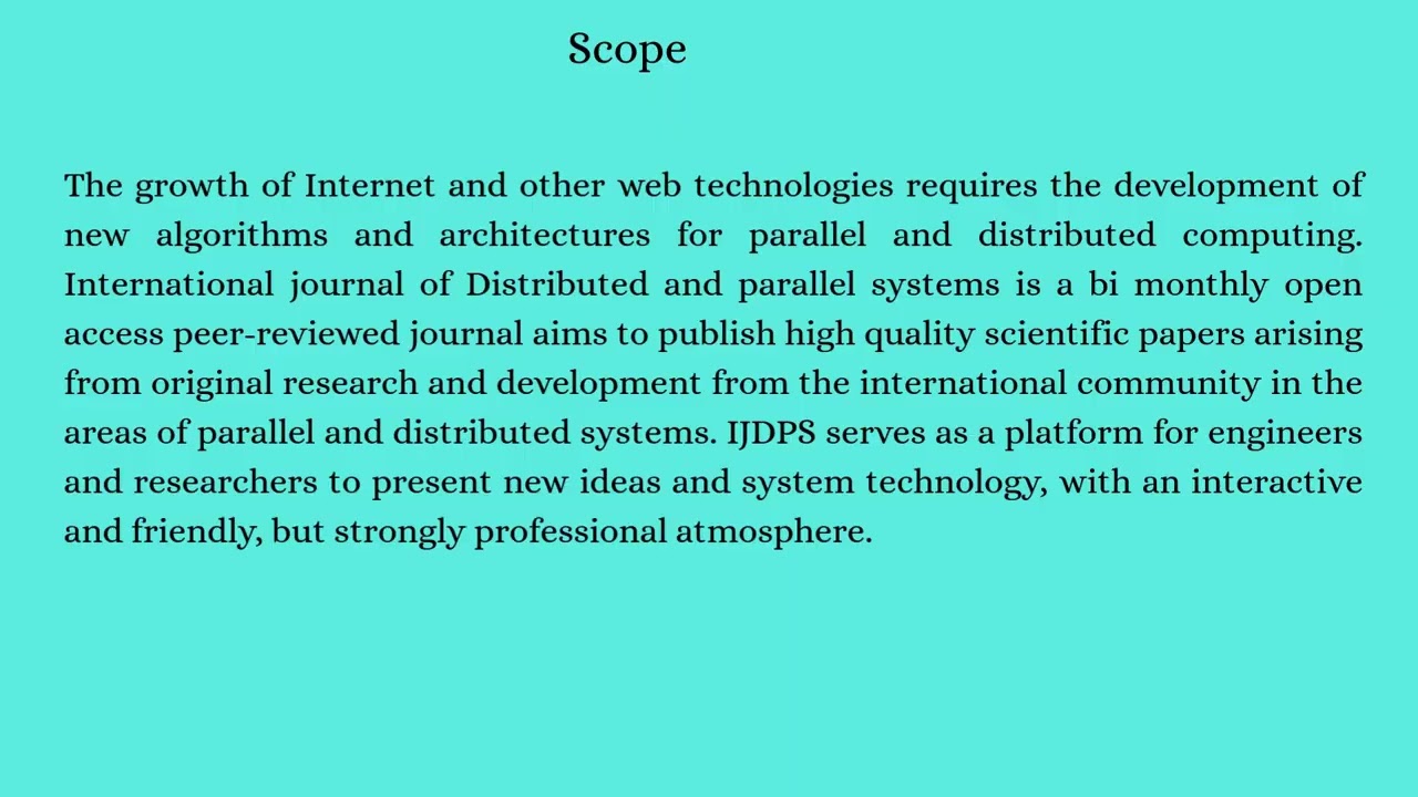 International Journal of Distributed and Parallel systems(IJDPS)
