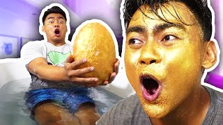 DIY GIANT GOLDEN GLITTER EGG BATH BOMB!