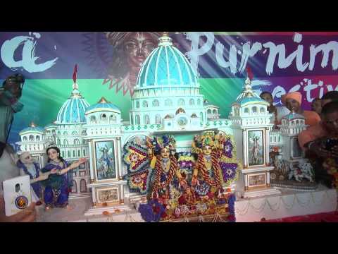 2017 Navadwip Mandala Parikrama Day 8 - Quad screen. Maha Sammelan Pandal Event.