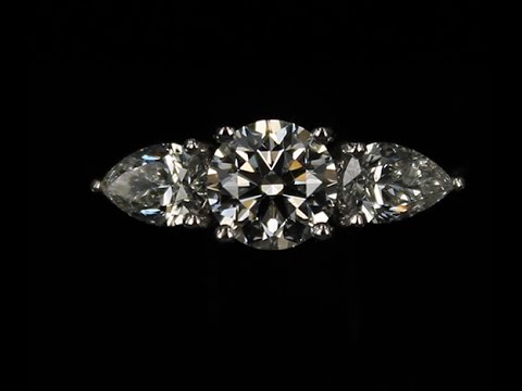 Three Stone Round and Pear Shaped Diamond Engagement Ring from Bangkok, Thailand