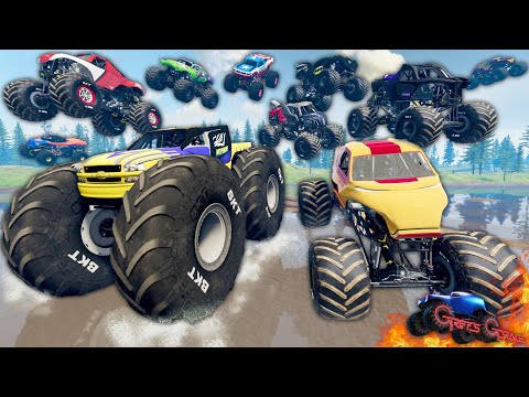 Superhelden-Monstertruck-Schlammschlacht und Monstertruck-Unfälle | BeamNG Drive Mods