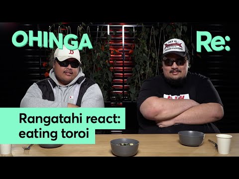 Rangatahi react to eating toroi (fermented mussels and pūhā) for the first time