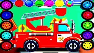 Fire Trucks for Kids Fireman Engine | Kids learn Coloring Fire Truck Firefighters Learning Videos